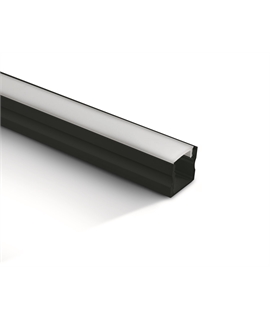 2m Surface aluminium 17mm wide profile with PC opal or black diffuser for 12mm LED strip